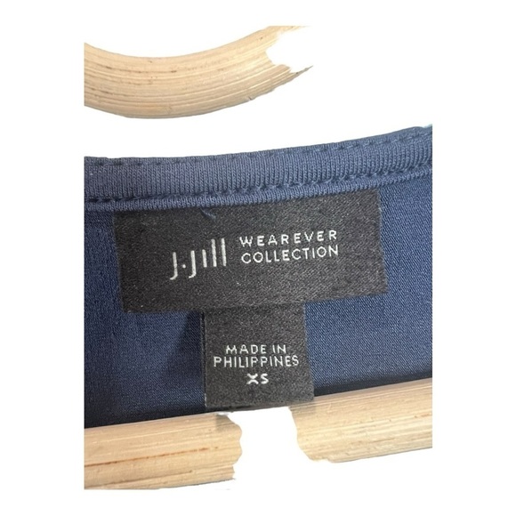 J.Jill Wearever Indigo Blue Cascade Floral Drapey Jersey Popover Dress Botanical - Picture 6 of 16